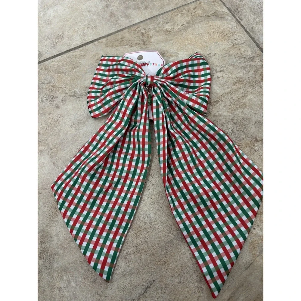 A New Day Hair Bow Barrette Set 3 NWT Rhinestone Velvet Christmas Plaid Sequin